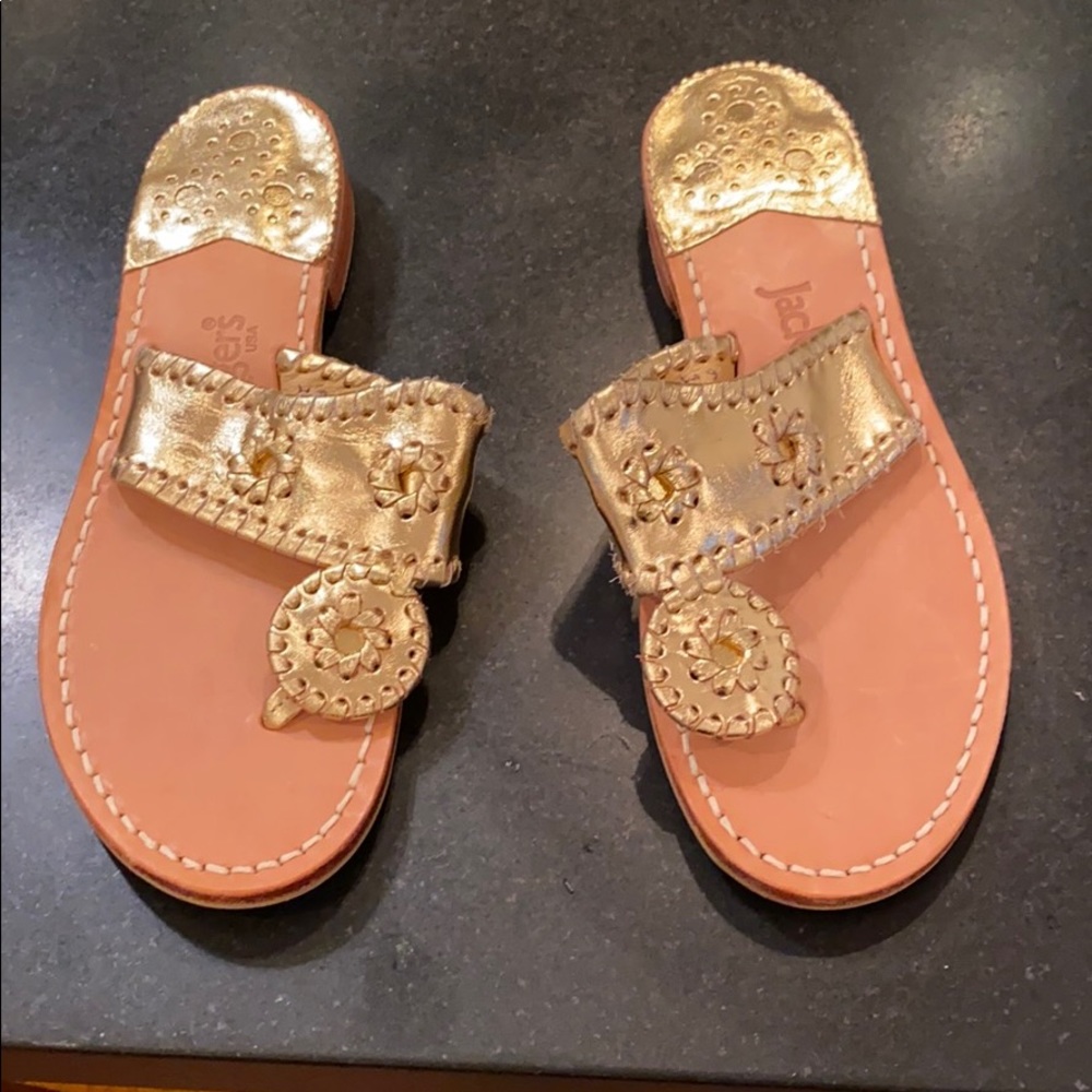 Jack Rogers Gold Hamptons Flat sandals NWOT